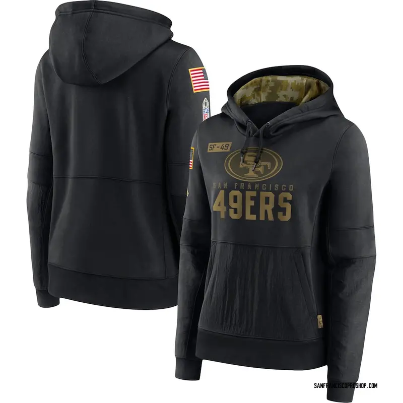 49ers Salute Pullover Hoodie 2020 American Football Team Sweatshirt Mens Salute to Service Sideline Performance Sport Training Sportswear/Black-S-3XL 